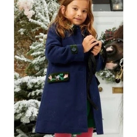 Mini Boden Other - Mini Boden Embroidered Wonderful Wool Blend Coat | French Navy | Size 8-9y | GUC
